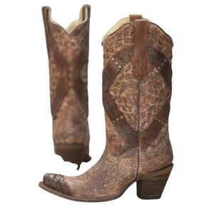 Corral Women’s Cognac Studded Snip Toe Western Boots